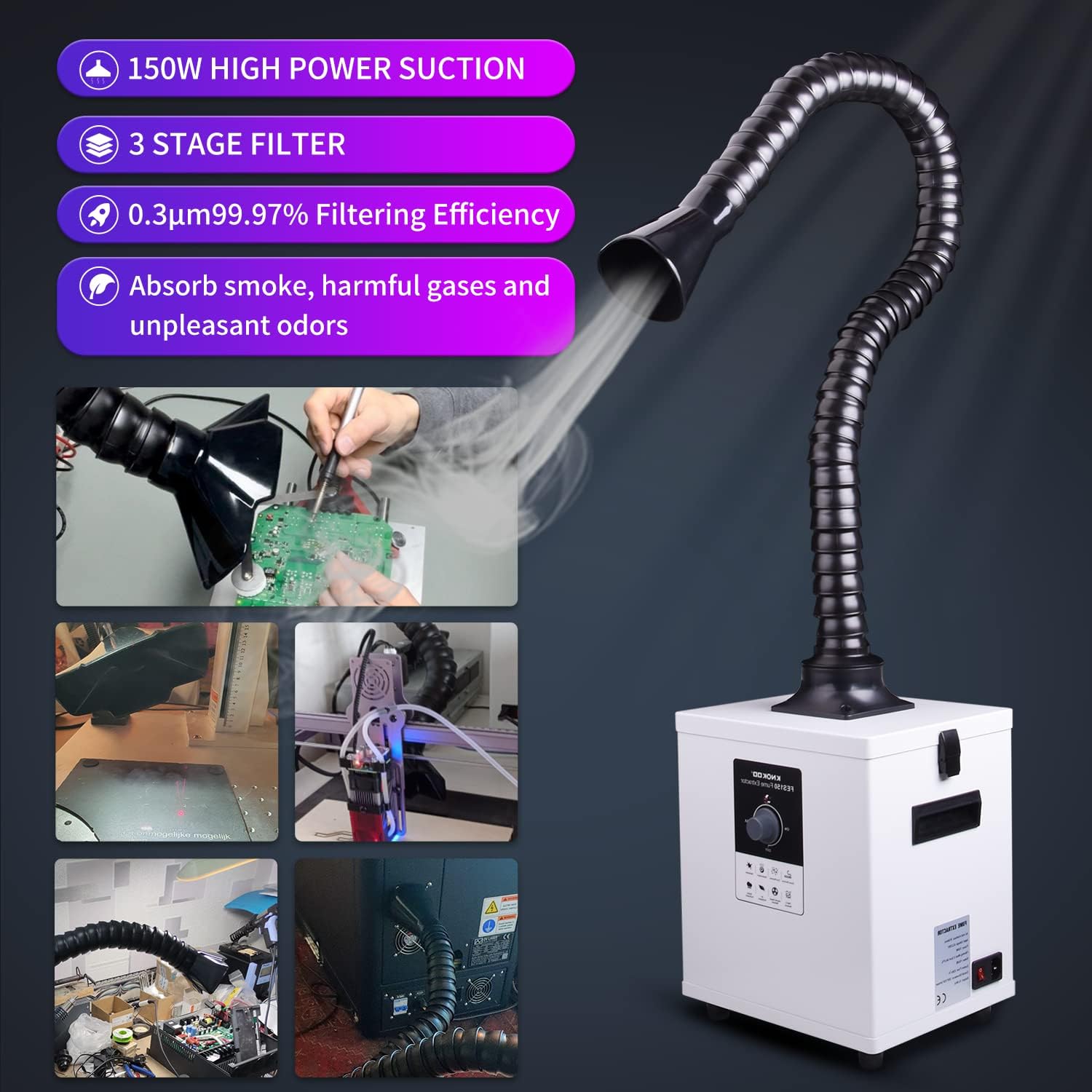 KNOKOO FES150 Przemysłowy odsy – Industrial Laser Fume Extractor recenzja i cena